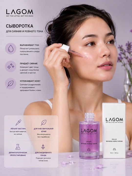 Сыворотка Lagom для лица, уход за кожей, сияние кожи, корейский серум, anti-age