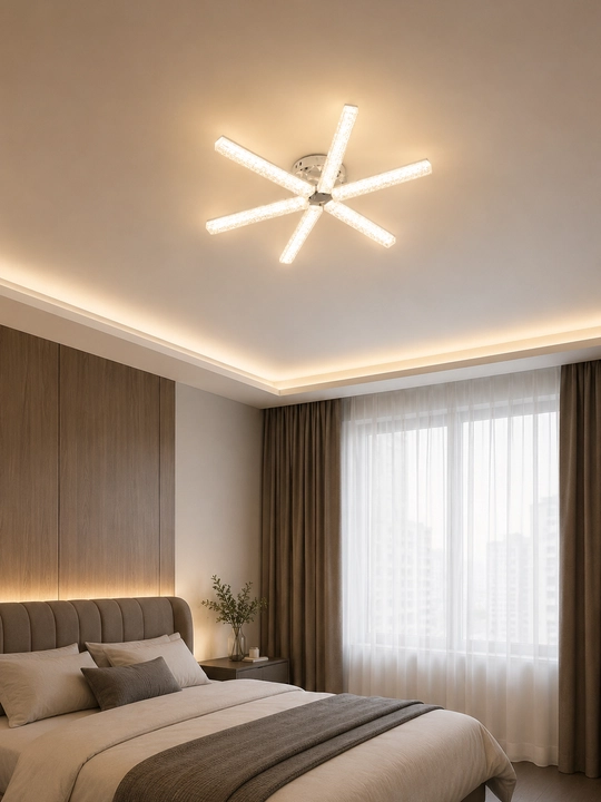 Pultli shiftga LED lyustra, 3 xil yorug‘lik rejimi va tungi chiroq, 20m² gacha yoritadi