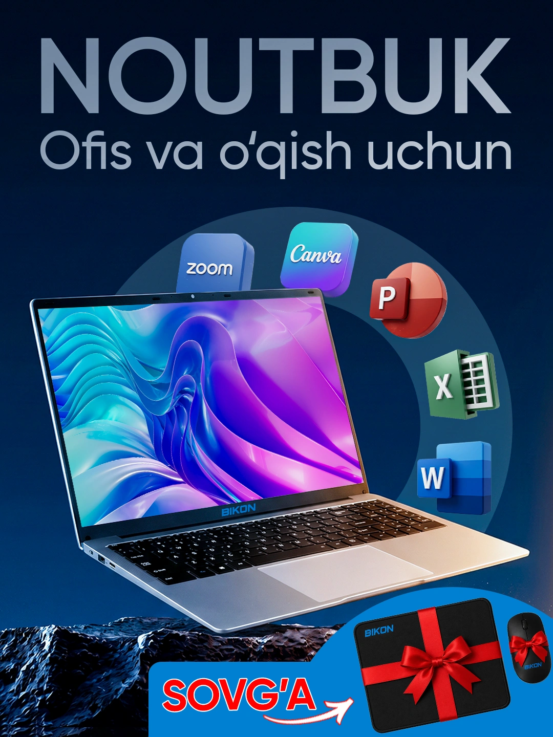 Noutbuk ofis, uy, o‘qish va ish uchun, Windows o‘rnatilgan