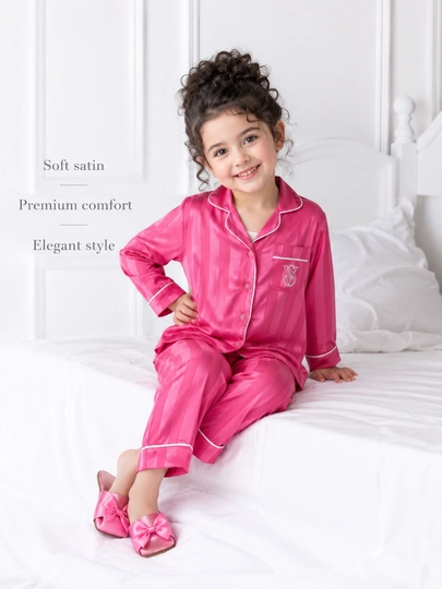 Атласная пижама для девочек, satin комплект для сна, premium comfy