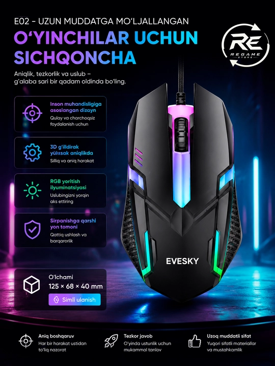 Evesky e02 optik sichqonchasi - 