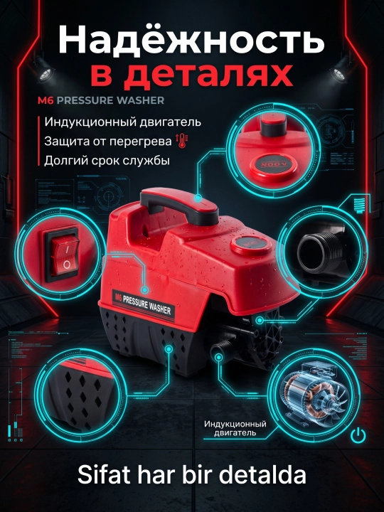 Автомойка высокого давления MOON 1800 Вт, автомойка