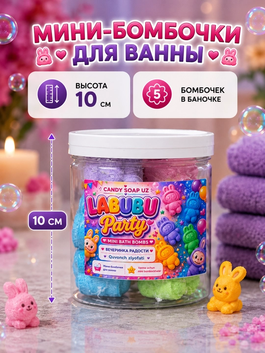Набор мини-бомбочек для ванны «Labubu Party», 5 шт, 310 г