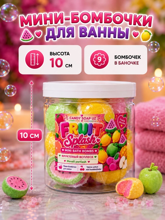 Набор мини-бомбочек для ванны «Fruit Splash», 9 шт, 320 г