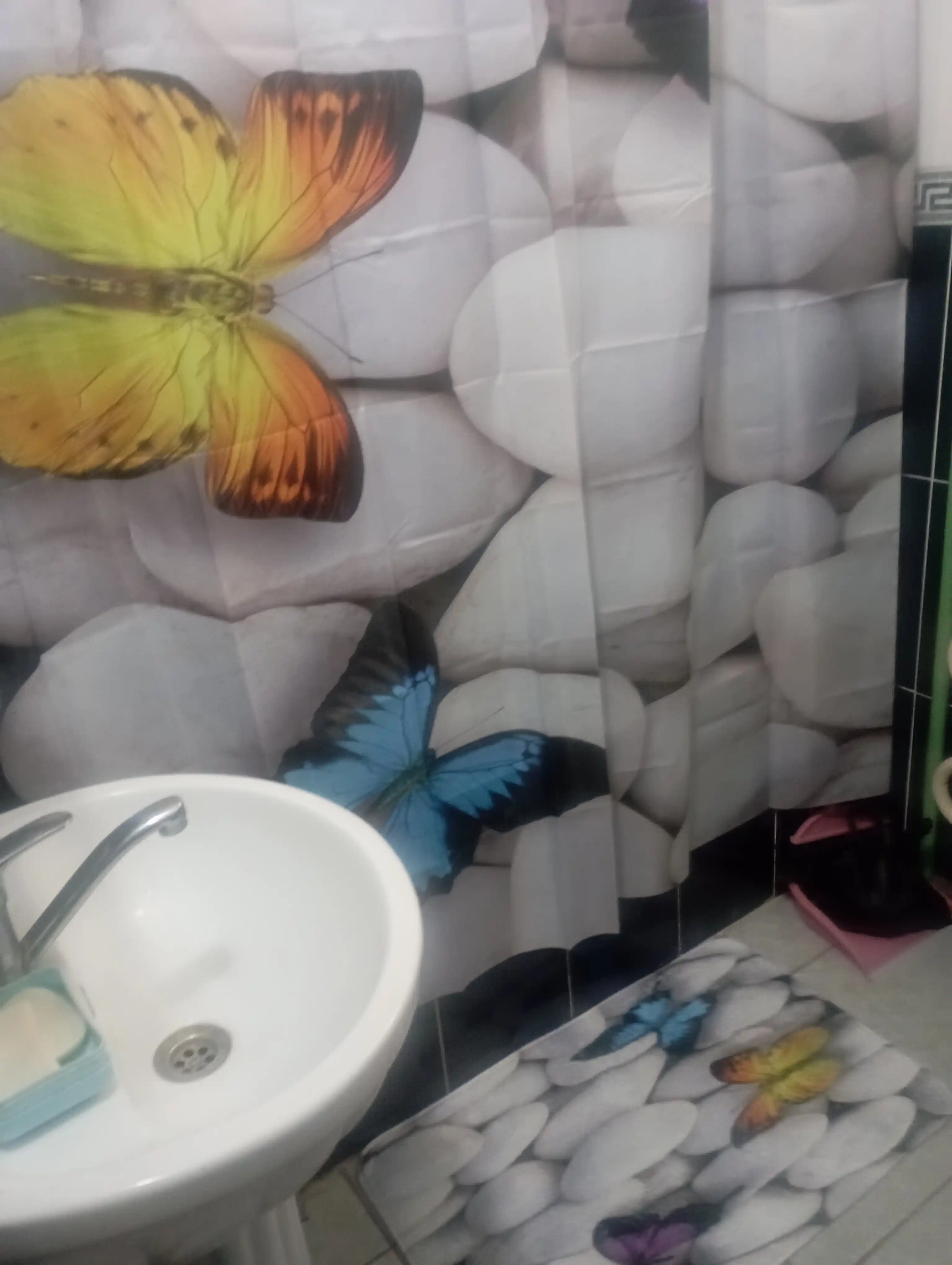 Штора и коврики 3D, для ванной комнаты и туалета, набор 4 в 1, нескользящие, комплект