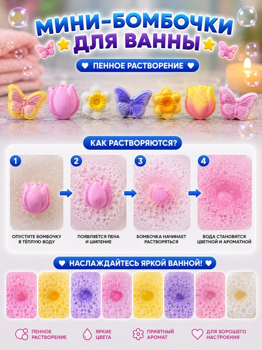 Набор мини-бомбочек для ванны Magic Garden, 9 шт, 310 гр