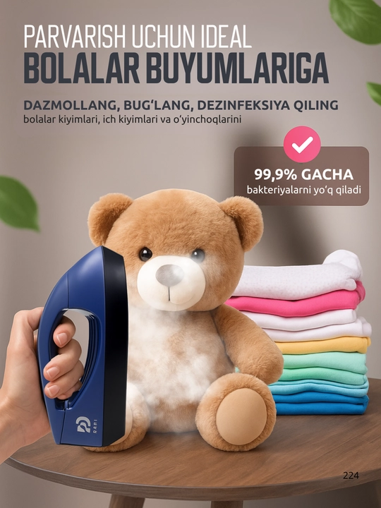PARI bug‘li dazmol kiyim uchun, portativ model HL-133, 850 W