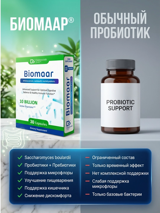 Biomaar probiotik prebiotik, ichak mikroflorasi uchun No30, Damaar