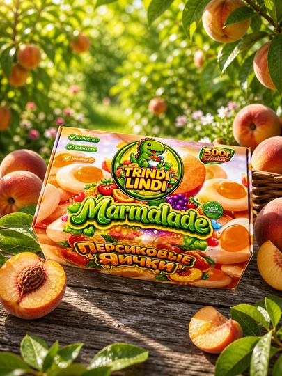 Жевательный мармелад Trindi Lindi, 500 гр, со вкусом персика — DK1107-ЯЙЦАNEW