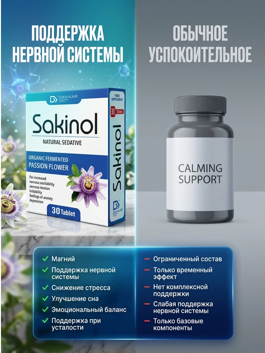 Сакинол – для снижения стресса, тревожности и раздражительности. Халяль, №30, Damaar