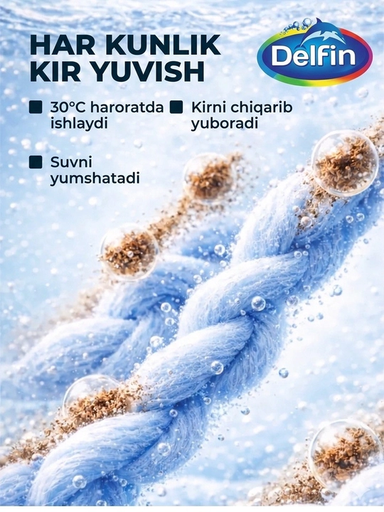 Kir yuvish kukuni DELFIN, avtomat, rangli va oq kiyimlar uchun, 9 kg
