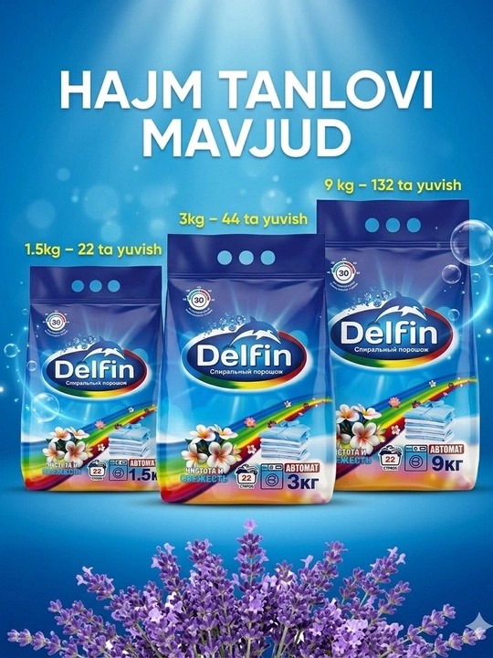 Kir yuvish kukuni DELFIN, avtomat, rangli va oq kiyimlar uchun