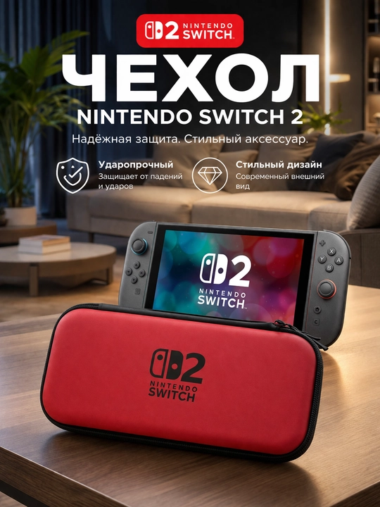 Защитный чехол на Nintendo Switch 2 с защитным стеклом - 