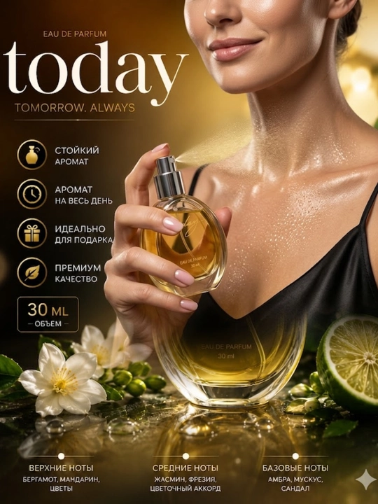 Today ayollar atiri 30 ml sitrus va gul hidli uzoq saqlanuvchi parfum - 