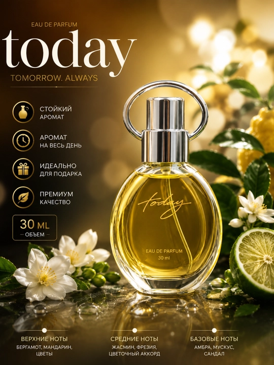 Today ayollar atiri 30 ml sitrus va gul hidli uzoq saqlanuvchi parfum