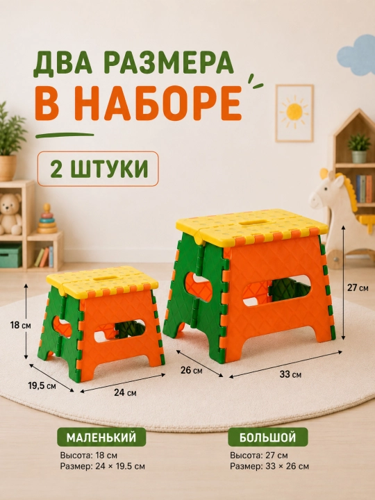 2 dona Bolalar uchun stul, portativ o‘rindiq, uy va sayohat uchun yig'ma stul