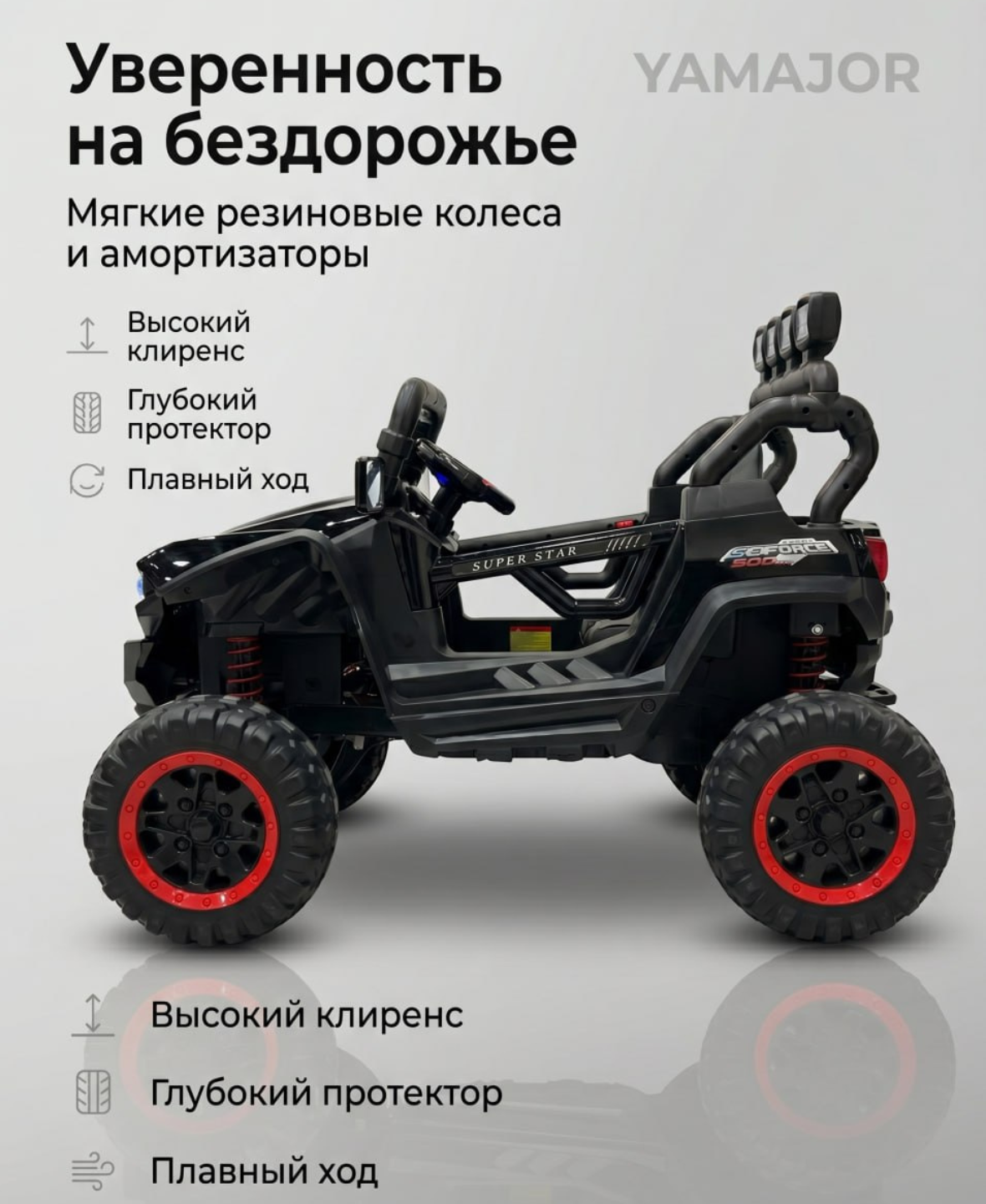 Детский электромобиль YAMAJOR дрифт 2-4 мотора, аккумулятор 12–24V-48V, один-двухместный