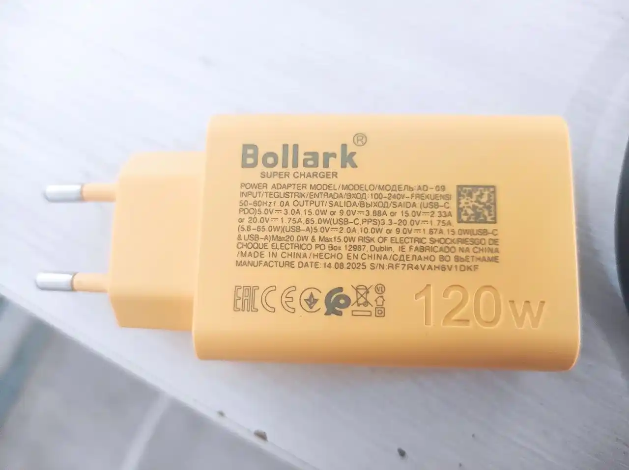 120W zaryadlash adapteri, tezkor zaryadlovchi qurilma
