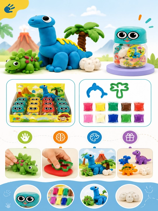 Игровой набор для лепки Play Dough: Фабрика мороженого и Динозавр, с аксессуарами, 3+