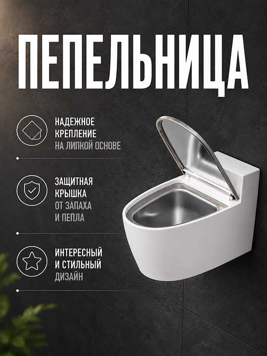 Настенная пепельница с крышкой, компактная, без запаха, для дома и улицы - 
