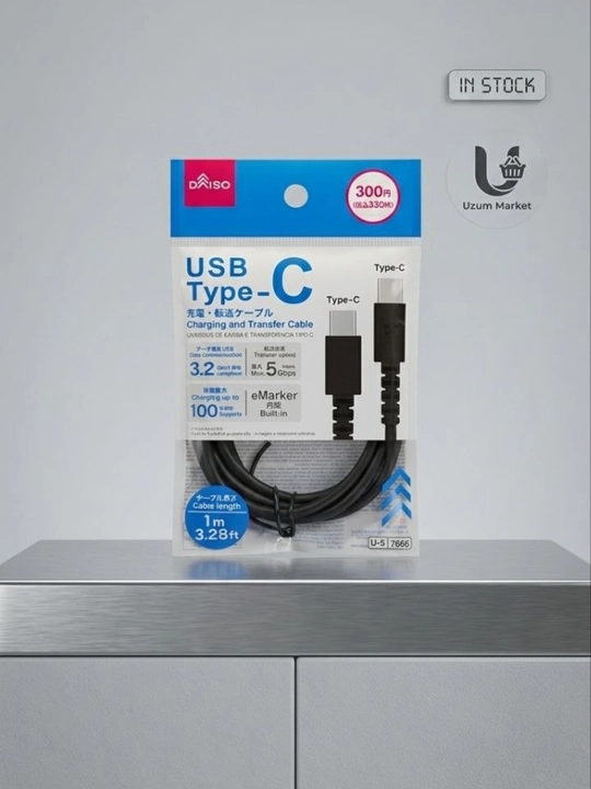 Кабель для зарядки USB Type-C-Type-C (100W,5Gbps,1м) для быстрой зарядки и передачи данных - 