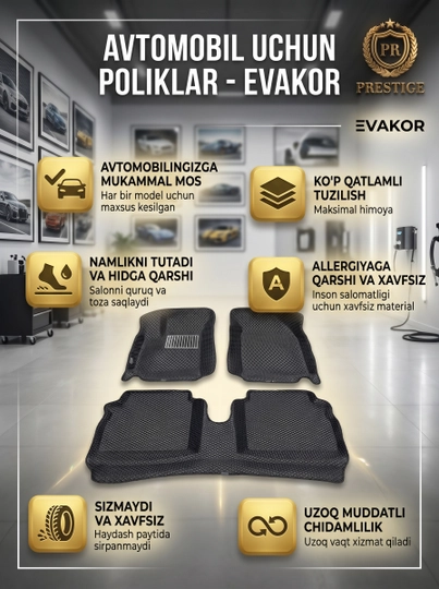 Avtomobil uchun EVA poliklari Admiral (splashnoy), suv va chang to'suvchi - 