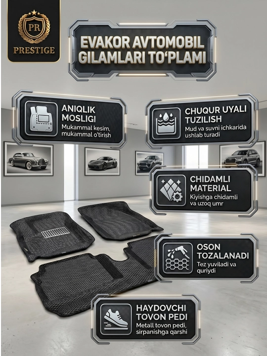 Avtomobil uchun EVA poliklari Admiral (splashnoy), suv va chang to'suvchi