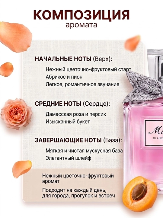 Ayollar atiri Datum Parfume Miss Dior Blooming, mandarin, pion va oq muskus bilan