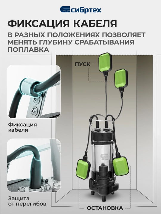 Najas pompasi СИБРТЕХ SFN450, 450 Vt, bosim 15 m, 21000 litr/soat, 99802