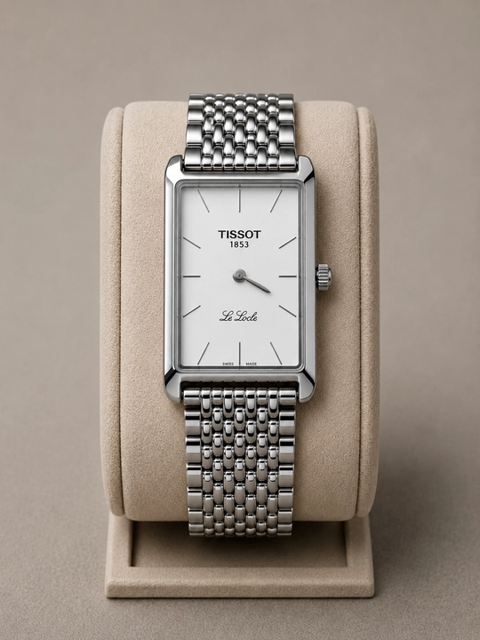 Tissot uslubidagi erkaklar klassik soati, metall tasma bilan