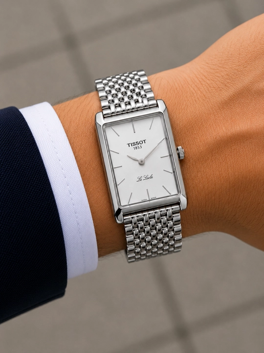Tissot uslubidagi erkaklar klassik soati, metall tasma bilan