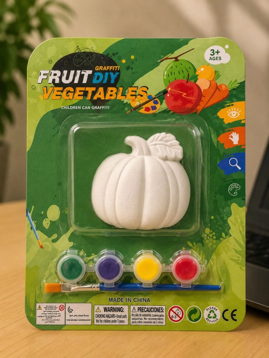 Набор для раскрашивания гипсовых фигурок детям DIY Fruits с красками и кисточкой - 