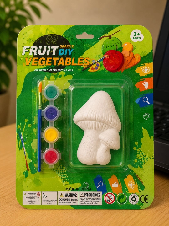 Набор для раскрашивания гипсовых фигурок детям DIY Fruits с красками и кисточкой - 