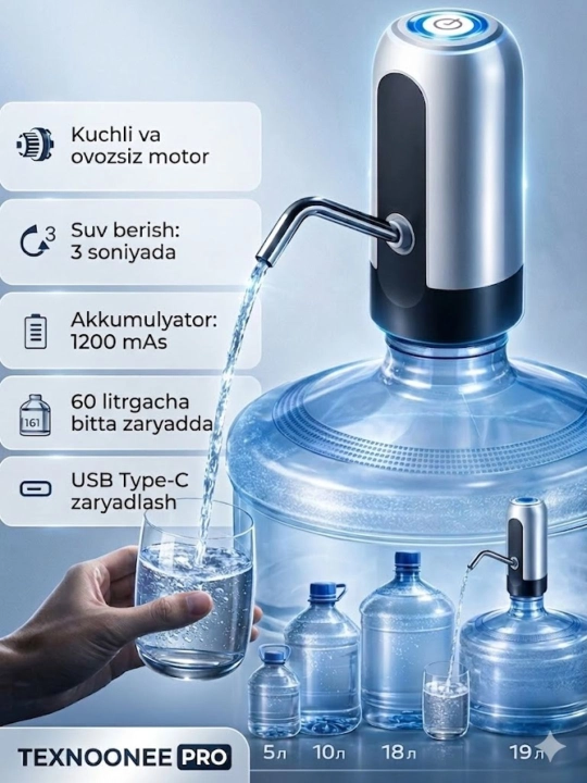 Elektron nasos buklanadigan, nasosli dispenser pompa suv, baklashka suv nasos