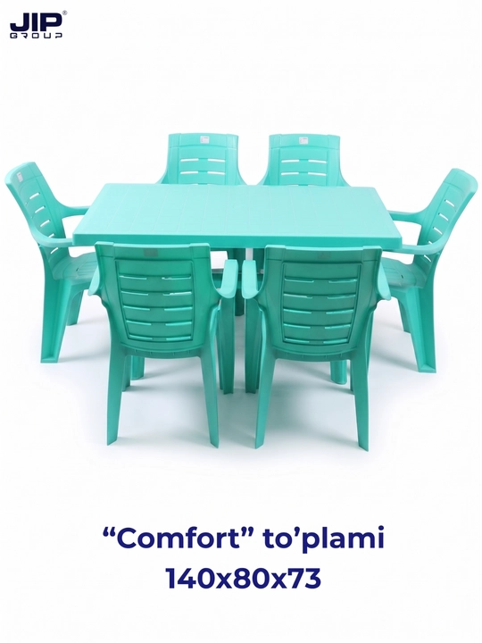 Plastik mebellar to'plami "Comfort" olti kishilik, 1 ta stol, 6 ta stul - 