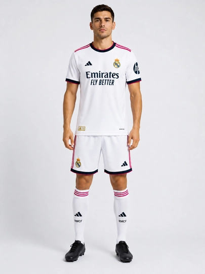 Футбольная форма Real Madrid 2025/2026 и 2026/2027(домашняя форма, белая). Без номера