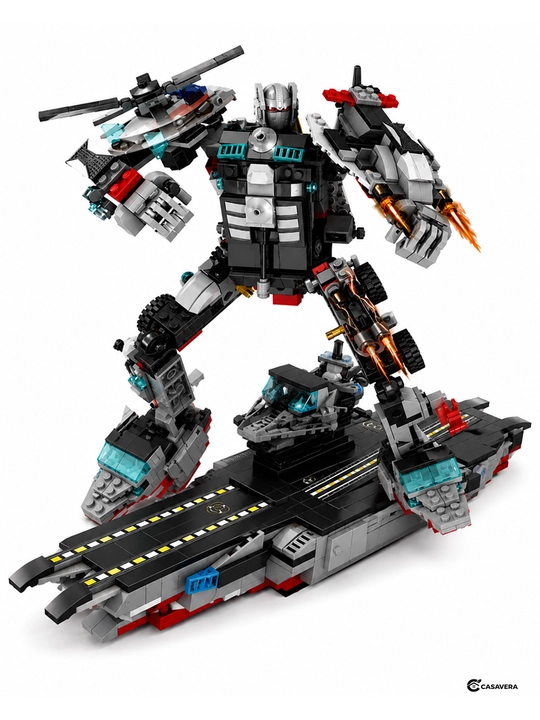 Transformer konstruktor 10in1, 8 ta harbiy texnika modeli, robot va kema, 713 detal