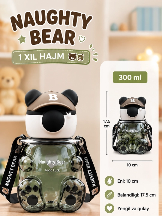 Suv idish Naughty Bear, 300 ml, trubkali va kamarli