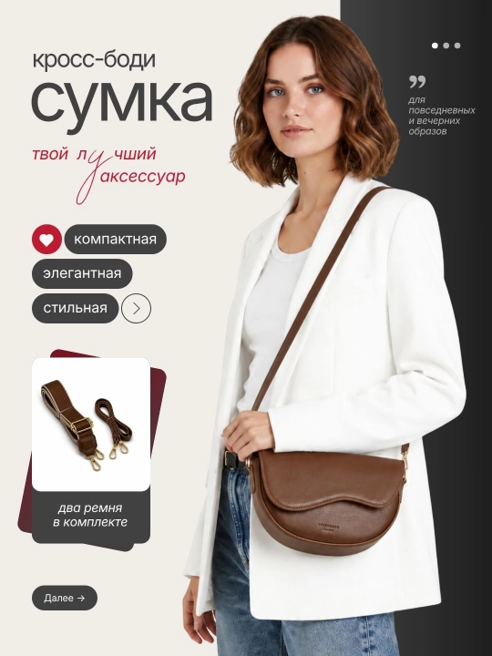 Сумка женская, кросс боди через плечо, эко кожа