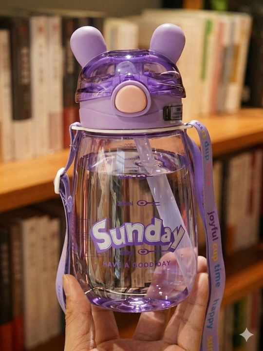 Farzandingiz uchun trubochka qopqoqli, multfilm shaklidagi suv idishi, 600 ml - 