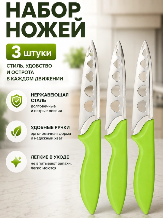 Oshxona pichoqlari to‘plami - 3 dona - 
