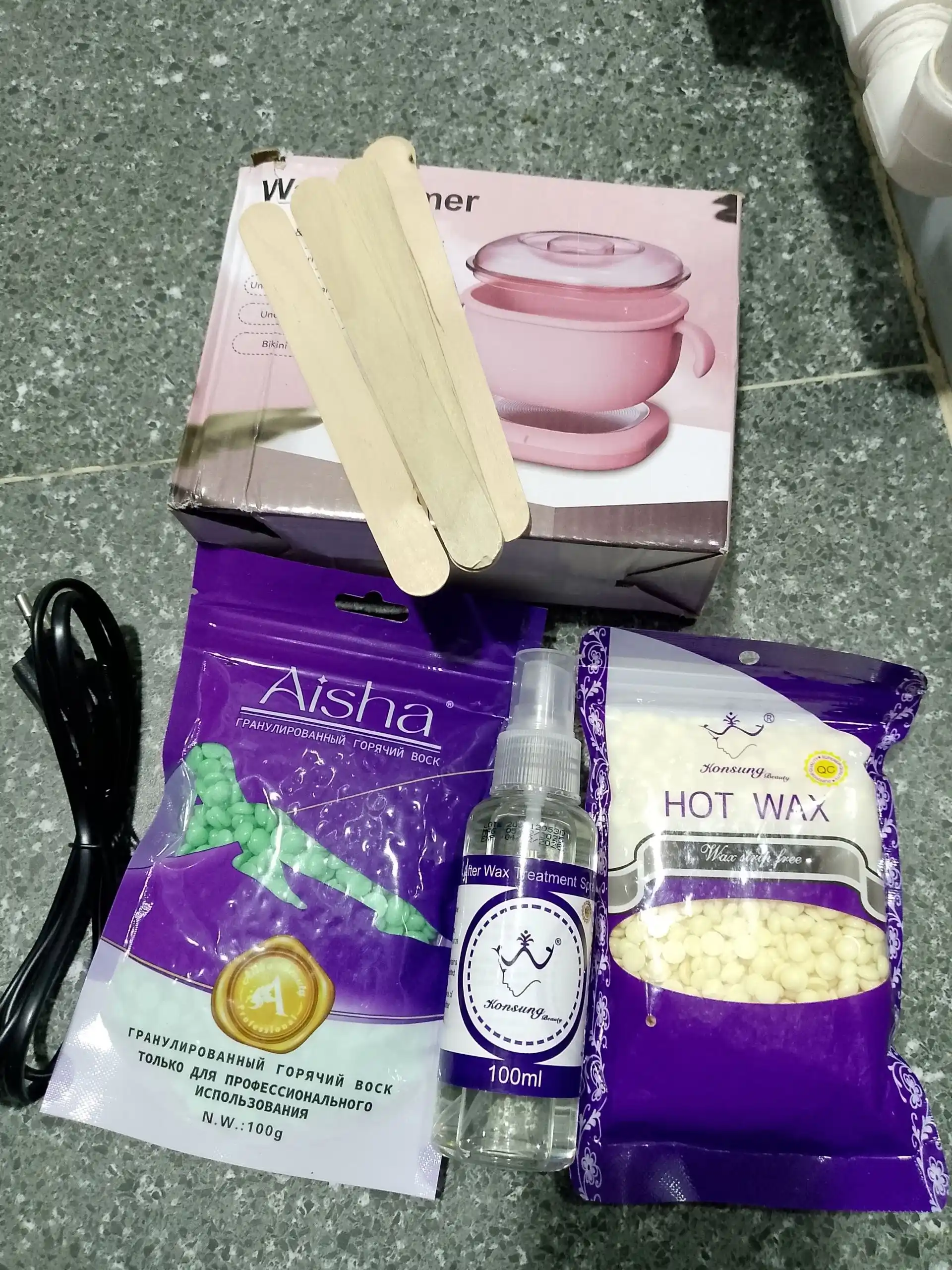 Depilatsiya qozon nabor 5 tasi 1 da, sprey, vosk, depilatsiya nabor