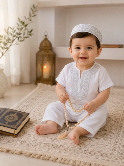 Мусульманская белая одежда для мальчиков костюм в стиле Eid