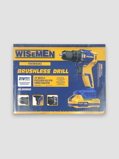 Akkumulyatorli drel-shurup buragich Wisemen 21V, cho'tkasiz motor, keys ichida