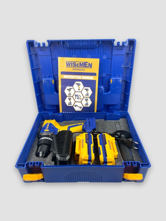 Akkumulyatorli drel-shurup buragich Wisemen 21V, cho'tkasiz motor, keys ichida