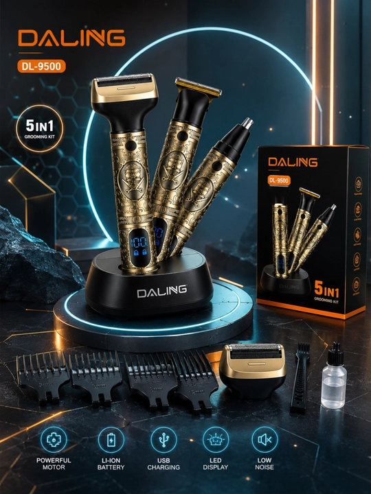 Профессиональный триммер для волос и бороды Daling 9500 3-в-1 для мужчин