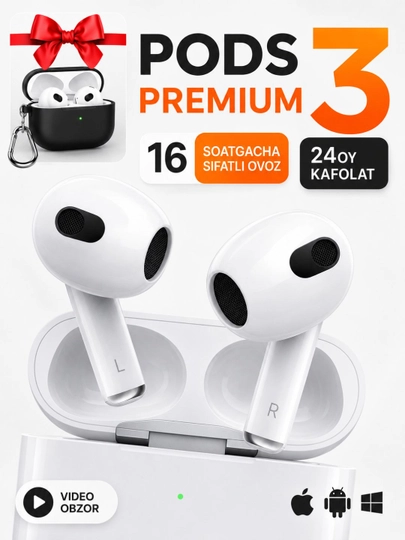 Наушники беспроводные Pods 3 Premium, для iPhone и Android, сенсорные