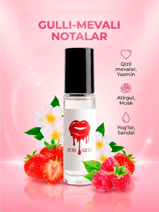 Atirlar feromonli, ayollar uchun atir feramon, FOR AIDO shirin qulupnay 6 ml