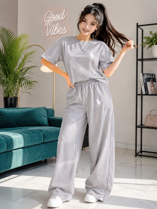 Футболка и ширoкие брюки в стиле polo — oversize - 