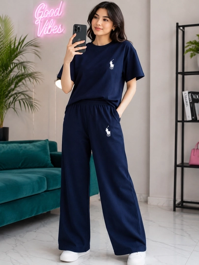 Футболка и ширoкие брюки в стиле polo — oversize - 